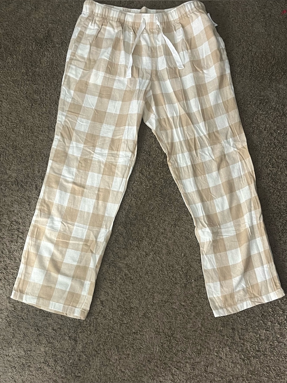 Old Navy Beige and White Gingham Pants